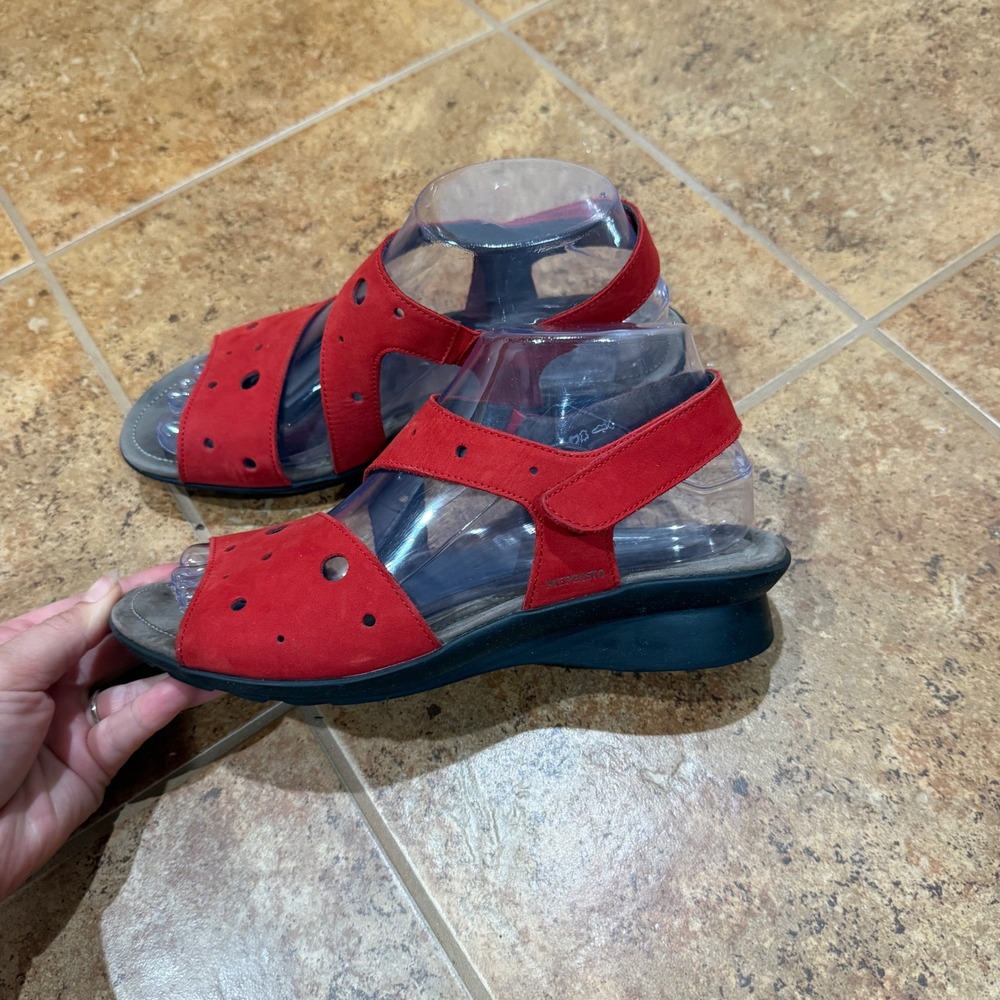 Mephisto‎ Phiby Perf Sandals Scarlet Red Nubuck Leather Perforated Sz 38 US 8 - Picture 4 of 11